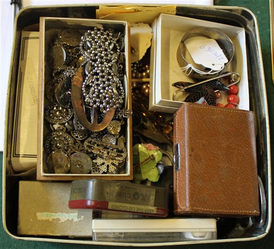 Quantity of costume jewellery and coins, including silver vesta vase etc